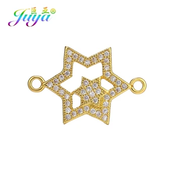 

Juya DIY Religious Jewelry Accessories Micro Pave Zircon Star Of David Charm Connectors For Handmade Judaism Jewelry Making