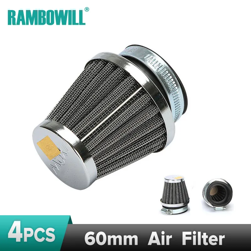 4x 60mm Universal Motorcycle Air Filter Filters Cleaner Racing Clamp on