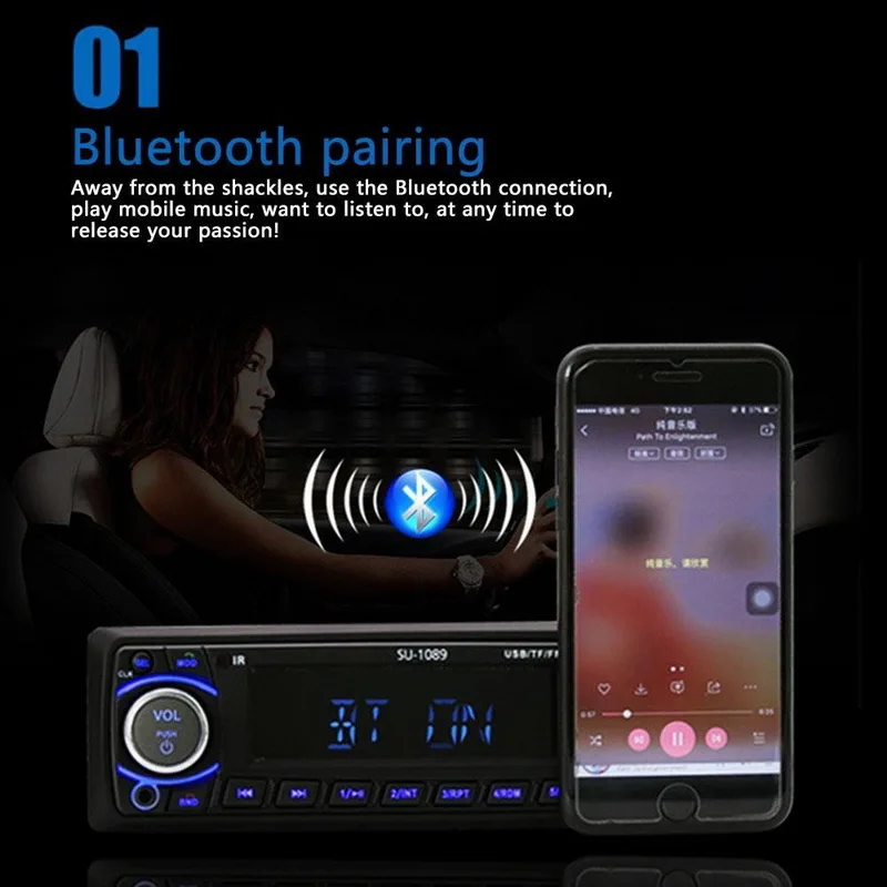 BT/FM/USB/SD Отображение времени громкой связи автомобильное радио Авторадио Поддержка bluetooth плеер стерео MP3 In-dash 1Din