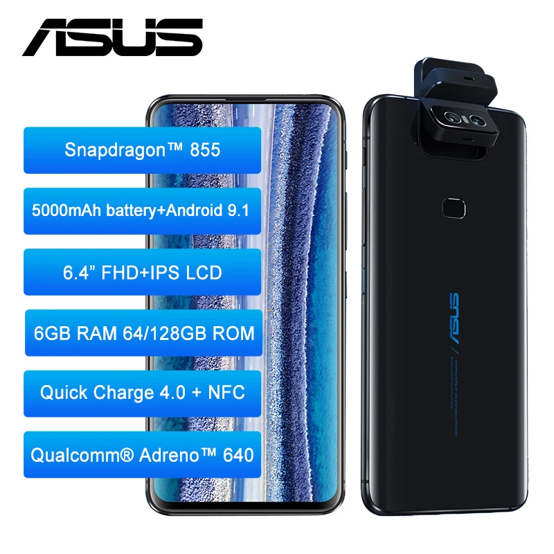 ASUS ZenFone 6 DEFY ORDINARY + 64/128GB 4 &quotдюймовый QC4.0 NFC 4G LTE смартфон Face ID 5000mAh Android9.1 глобальная