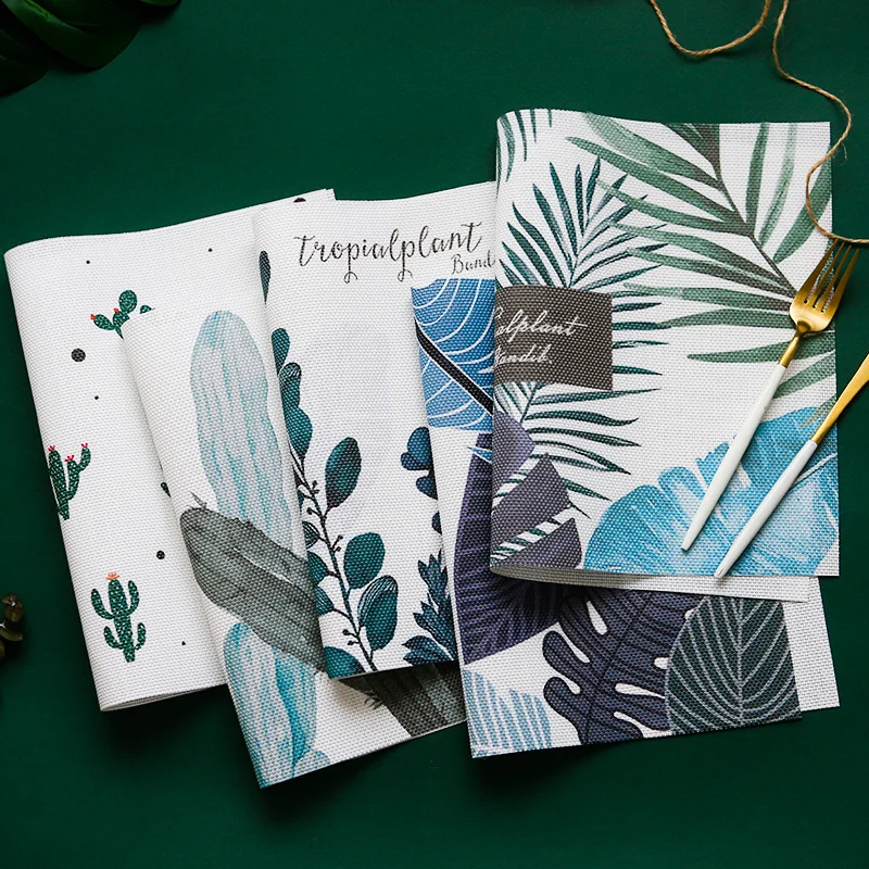 

Pack of 4pcs Rainforest Design Table Placemats PVC Table Mats Heat Insulated Pad Cactus Plants Rectangle Mats 45x30cm