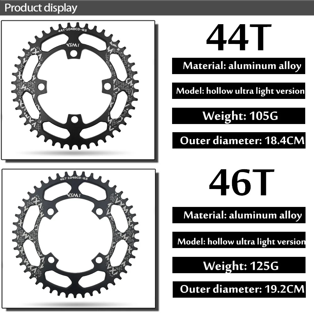 Велосипедная Звездочка VXM 104BCD круглая узкая широкая 30 T/32 T/34 T/36 T/38 T/40 T/42 T/46 T/48 T/50 T/52 T велосипедный шатун со звездами для велосипеда Запчасти