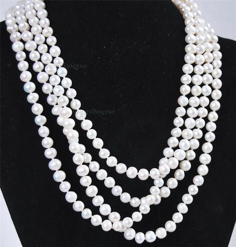 

Hot sale new Style >>>>>Super long 7-8mm Natural White Akoya Cultured Pearl Necklace 80