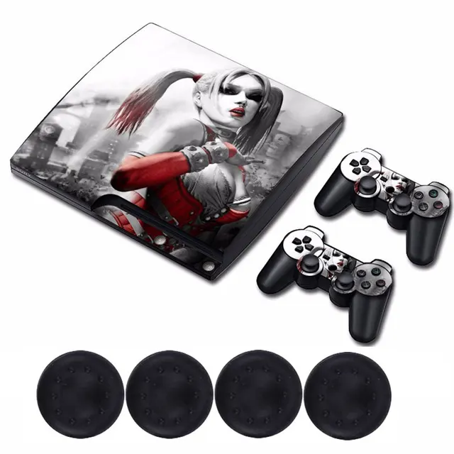 Best Price Game Skin Protective Anti-slip Vinyl Decal Sticker +2x controller skins +4x Thumb Grips Caps for PlayStation 3 PS3 slim Console