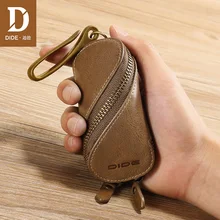

DIDE Vintage Key Holder Wallet Genuine Leather Unisex Key Wallet Male Organizer Bag Car Housekeeper Wallet Mini Coin Perse Men