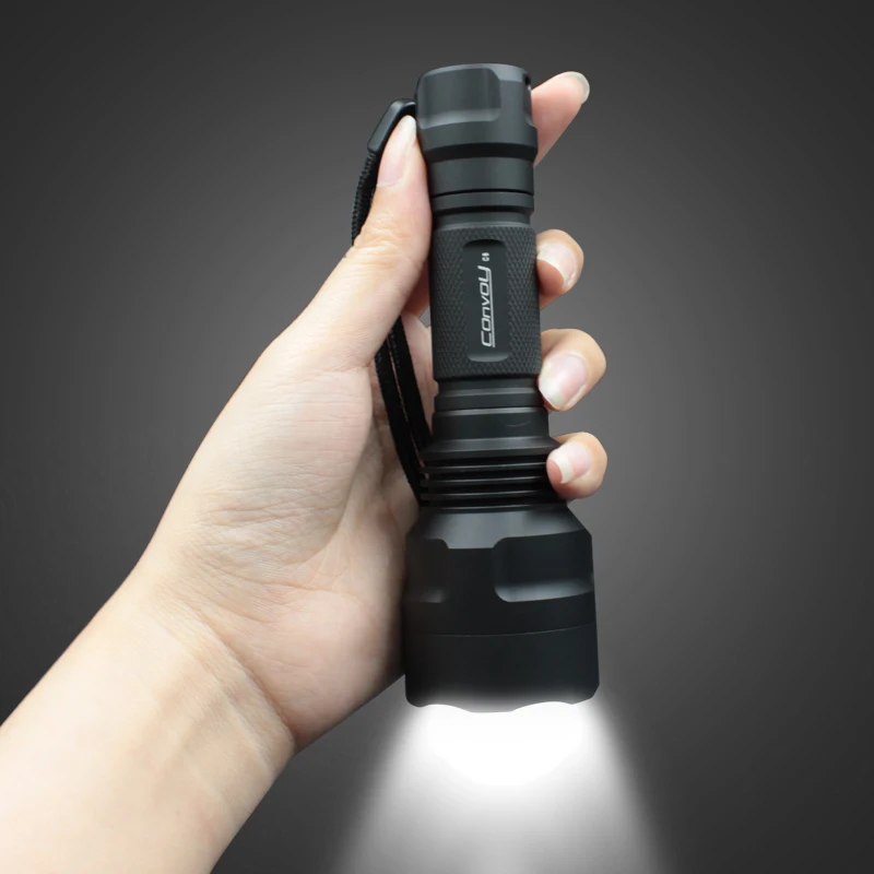 Goedkoop LED Convoy C8 Waterdichte Zaklamp 12 w Tactische Zaklamp 18650 Batterij Zelfverdediging Aluminium Licht Lantaarn Verlichting Flash Lamp