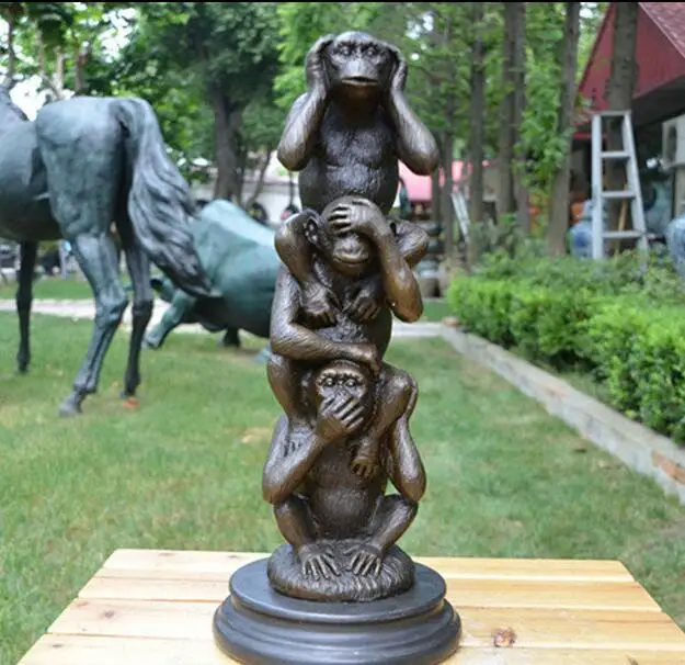 

Art Deco Sculpture Three Monkeys Bronze Statue