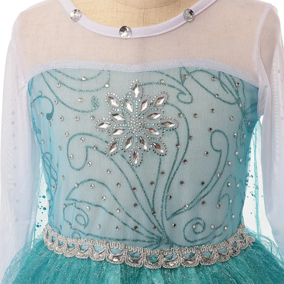 Girls Princess Elsa Dress up Costme with Diamond (11)