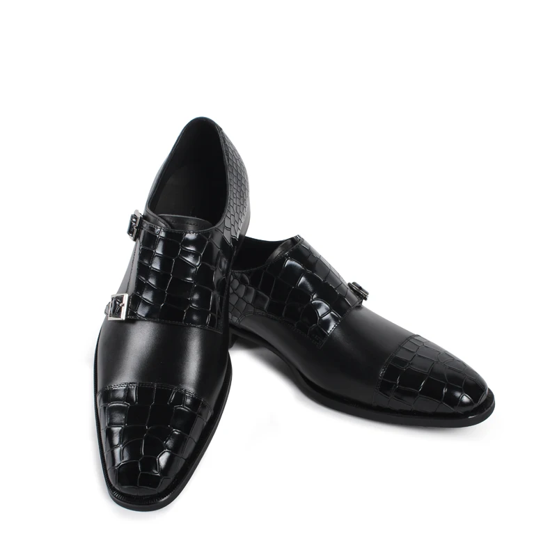Vikeduo/ г.; Мужская обувь ручной работы из крокодиловой кожи; модельная обувь из натуральной кожи для свадебной вечеринки; классические черные мужские туфли в стиле монах оригинального дизайна