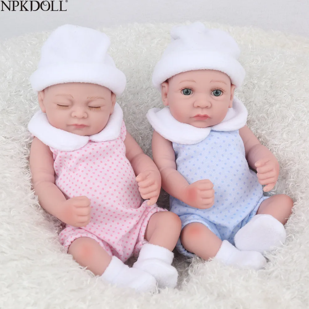 

NPKDOLL 10 inch 25cm Full Silicone Reborn Baby Dolls Bebe Alive Lifelike Mini Twins Real Dolls Realistic Toys Bath Playmate Gift