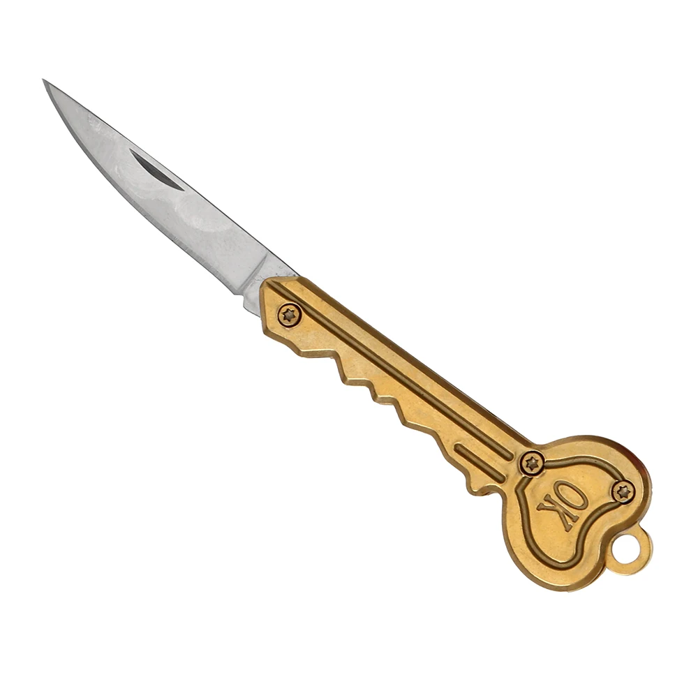 DIYWORK резак для бумаги, мини нож для ключей, наборы ручных инструментов, брелок для ключей, нож для кемпинга, инструменты для выживания на открытом воздухе, складной карманный нож, открывалка для букв - Цвет: Gold