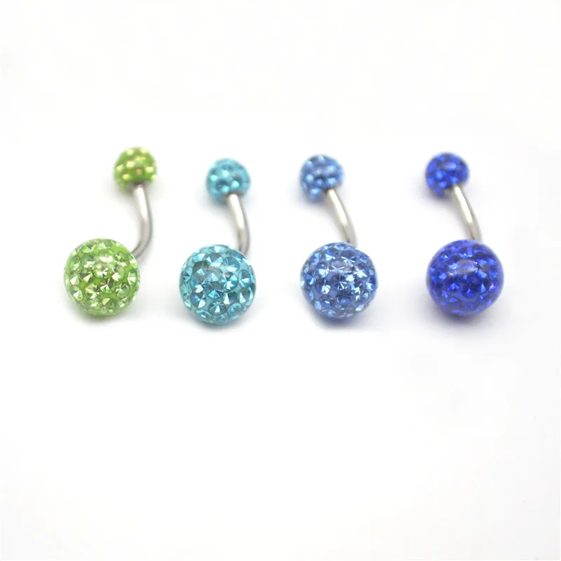 210pcs Double Czech Gems navel belly ring Button Barbells Body Piercing 21colors