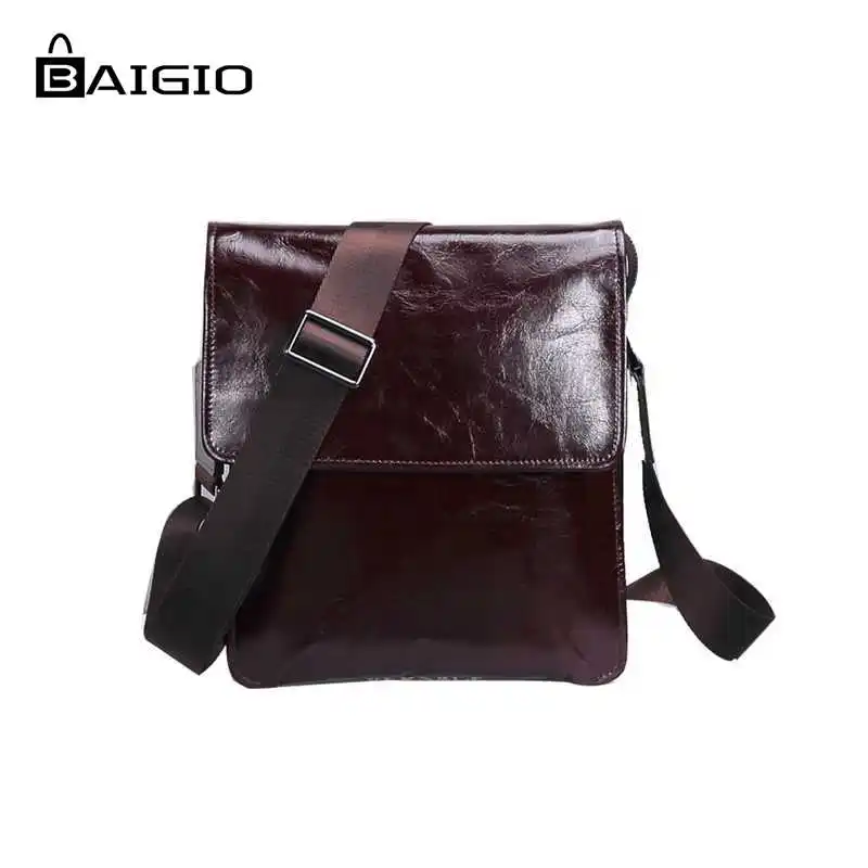 Baigio Men&#39;s Italian Style Bag Genuine Leather Travel Bag Brown Leather Branded Travel Crossbody ...