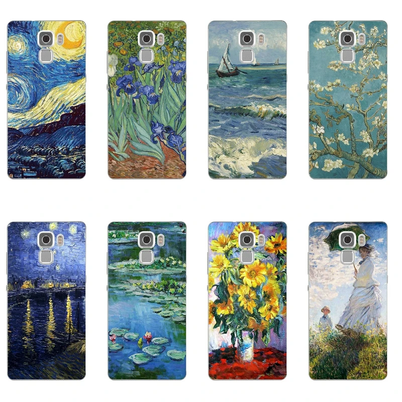 

For Huawei Honor 7 Phone Case for Huawei Honor 7 Shell 5.2 Inch Ultra Thin Cover 0.6mm Silicon Van Gogh Pattern Capa Fundas