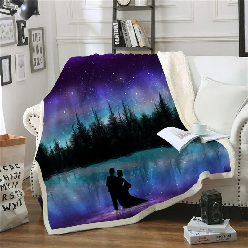 Beautiful Couple Print Fleece Throw Blanket Adult Cover Quilts Casual