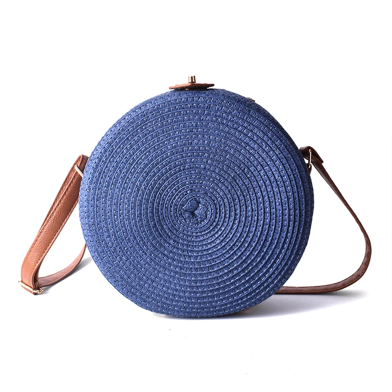 New Women Shoulder Bag round pp grass casual woven handbag retro wild crossboday straw bag beach bag