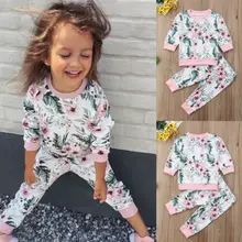 PUDCOCO/детская одежда для маленьких девочек; футболка; Топ и штаны; комплект одежды; Спортивный костюм;