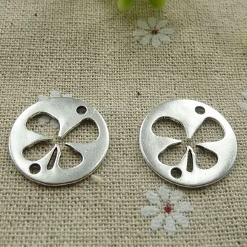 

138 pieces tibetan silver four leaves connectors 22mm #313