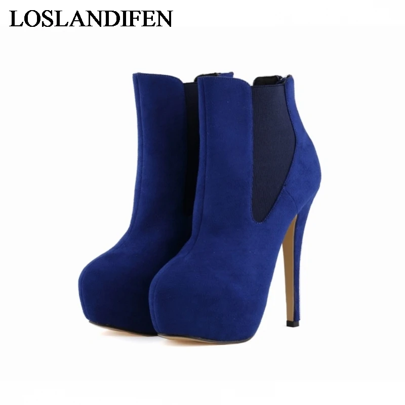 

New 2018 Women Autumn Winter High Heel Martin Boots Pu Leather Booty Europe Platform Black Botas Mujer Shoes NLK-A0165