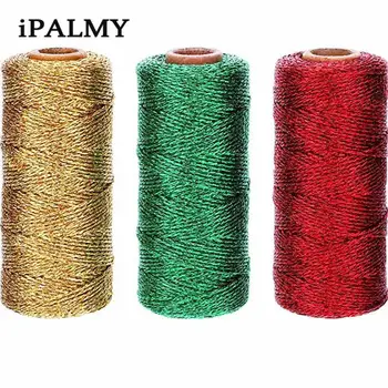 

ipalmay 3pcs Gold/Red/Green Shiny Packaging Rope Twine, 12ply(110yard/Spool) Kid's Birthday Party Decorated Bakers Twine