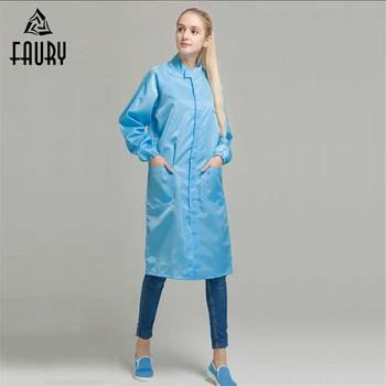 

Worker Uniform Workshop Clothes Anti-static Dustproof Painting Overalls Protective Long Coat Zipper Stand Collar Clean Dust-free