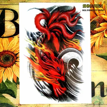 

Firefox Temporary Tattoo Body Art Flash Tattoo Stickers 12*20cm Waterproof Henna Tatoo Styling Home Decor Wall Sticker