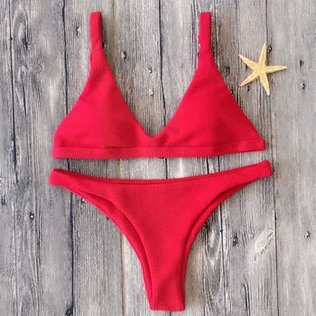 

VIAOLI Bikini 2018 Sexy Swimsuit Women Halter Bandage Swimwear Female Thong Bikini Set Push Up Bathing Suit Beach Suit with Pad