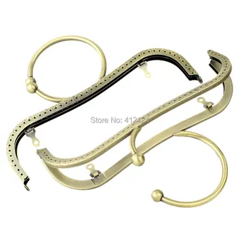 

5Pcs Bronze Tone Round Ring Metal Frame Kiss Clasp Lock Purse Bag Handbag Handle Component 22x14.5cm