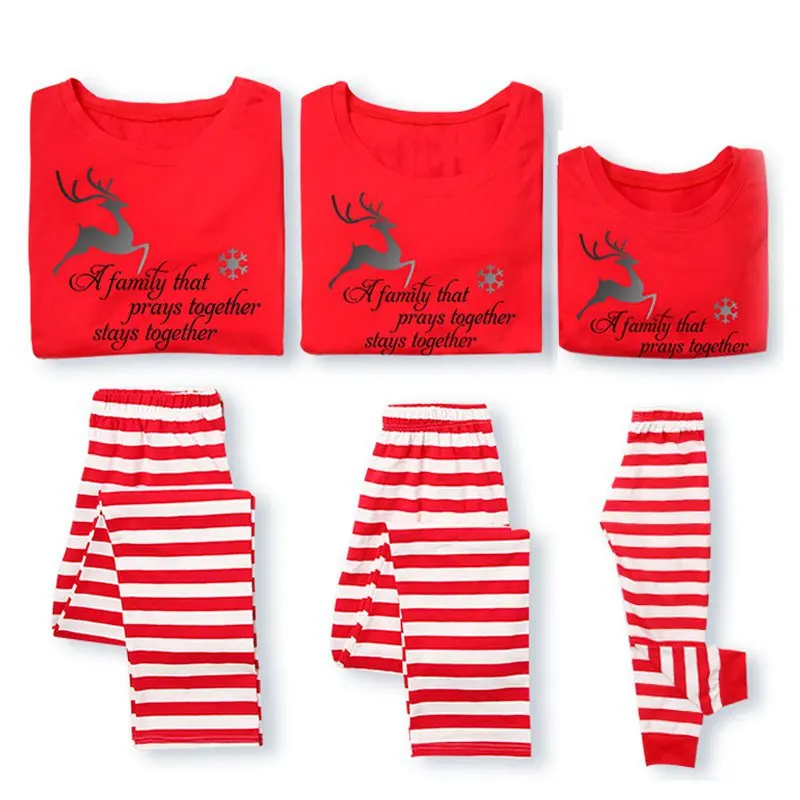 

2019 Family Matching Christmas Pajamas Adult Kids Mother Father Christmas Sleepwear Nightwear Pijamas Elk Print Pajamas