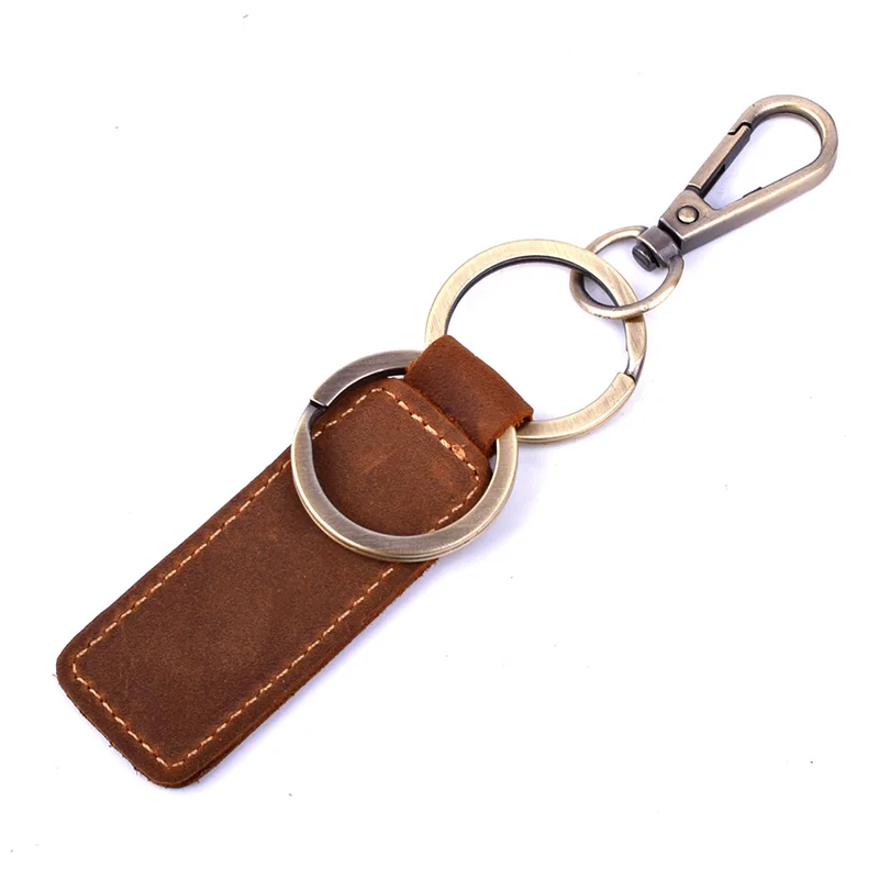 Винтажное мужское кольцо для ключей из натуральной кожи, ключница для ключей, органайзер для ключей - Цвет: brown-big