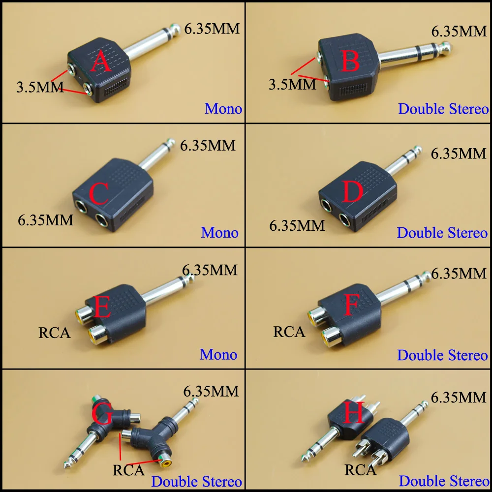6.35mm 1//4/" Stereo Male Plug Audio Cable Adapter Adaptor Convertors