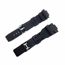 Watchband 16mm Black Silicone Rubber Replacement Watch Straps Band for Watch ga-100/110 and 5600 series Sports Watches