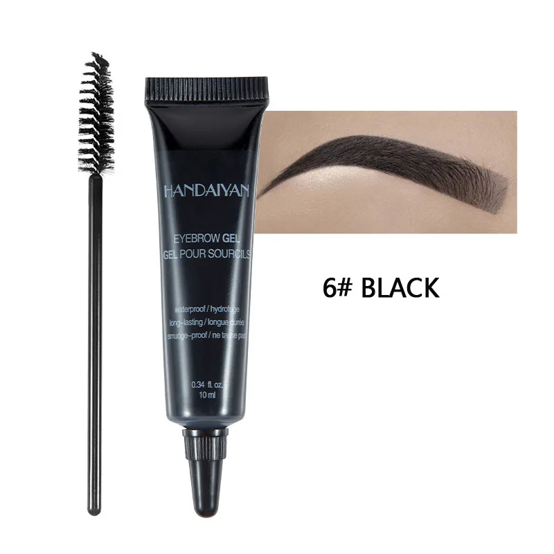 HANDAIYAN Eyebrow Makeup Liuqid Black Brown Henna Eyebrow Makeup Waterproof Eye Beauty Tool Brows Tattoo Eyebrows Gel Cosmetics - Цвет: 6BLACK