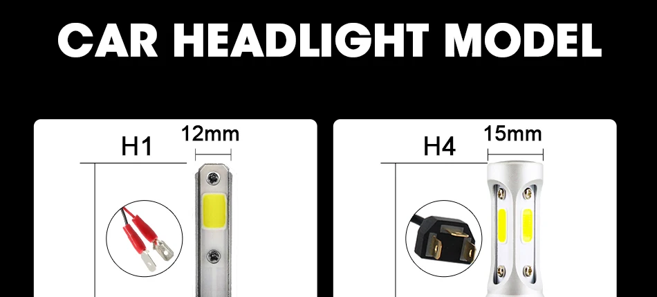 12 H4 H7 LED H8 H11 H1 H3 9005 9006 880 881 H27 3000K 4300K 6500K 8000K Car Headlight LED Auto Fog Light S2 C0B Headlamp 12V