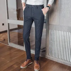 Новые Качественный хлопок Для мужчин брюки прямые осень-зима длинные мужской классический Бизнес Стиль полной длины повседневные штаны 38