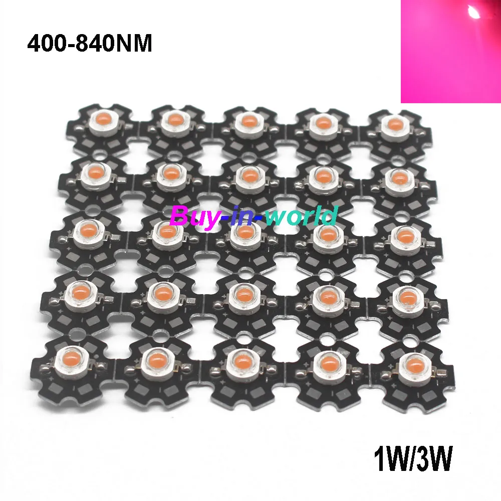 

100PCS 1W / 3w full spectrum 400nm ~840nm led chip ,30mil 1W / 45mil bridgelux 3w led diode for indoor plant growth light bead