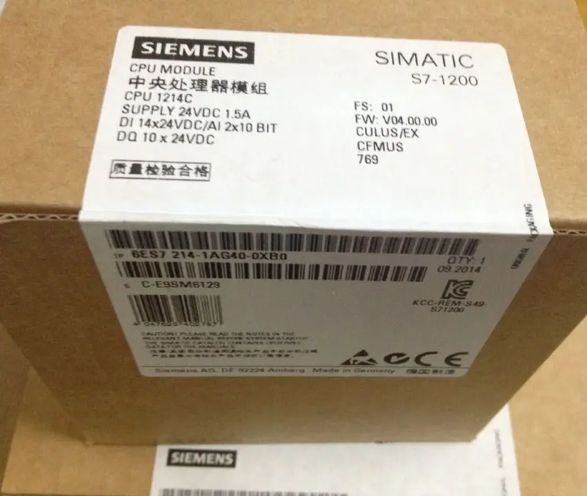 Оригинальный процессор 6ES7214 1AG40 0XB0 SIMATIC 6ES72141AG400XB0 14 DI 24 V DC 10 DO 2 AI 0 10V 6ES7 214 0XB0|cpu|didi |