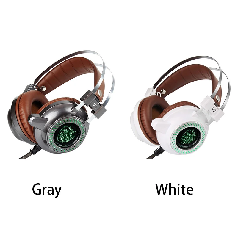 Laptop Peripherals V2 USB Gadget Wired Gaming Speakers Headset 3 5mm LED Stereo PC Headphone Microphone Stereo Bass LED Light