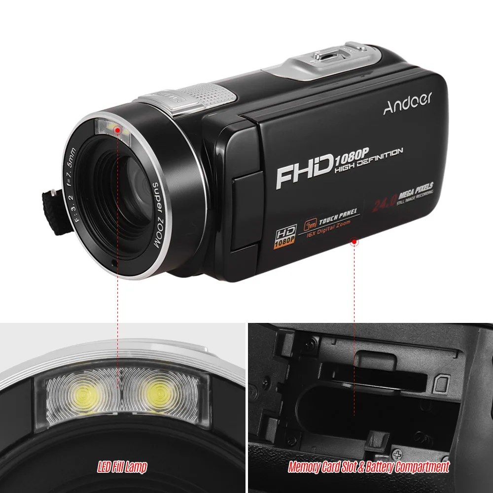 Andoer портативный FHD 1080 P Цифровая видеокамера DV рекордер+ Weifeng WT3130 камера штатив с устройство дистанционного управления на батарейках