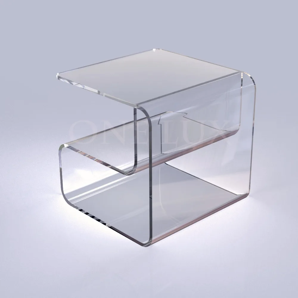 ONE LUX Waterfall Acrylic Lucite Lounge Sofa Table, Waiting room/Magazine/Side/Coffee/Corner tables