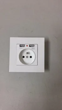 

High quality European style USB socket German standard export type European socket toughened glass panel connector