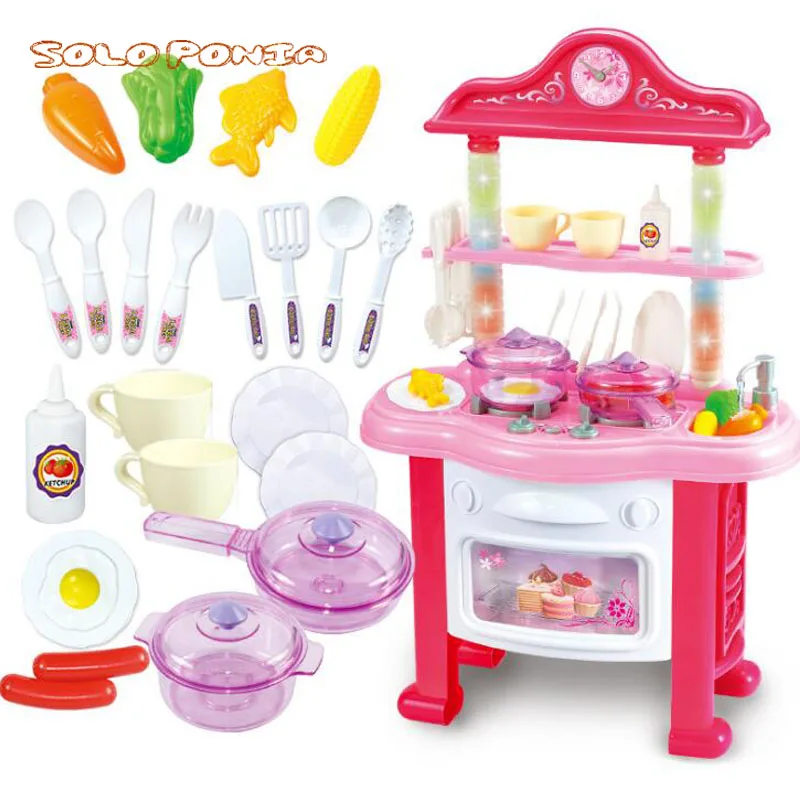 

40*65 cm Big Size Baby Miniature Kitchen Plastic Pretend Play Food Children Toys With Music Light Kids Kitchen Cooking Toy Set