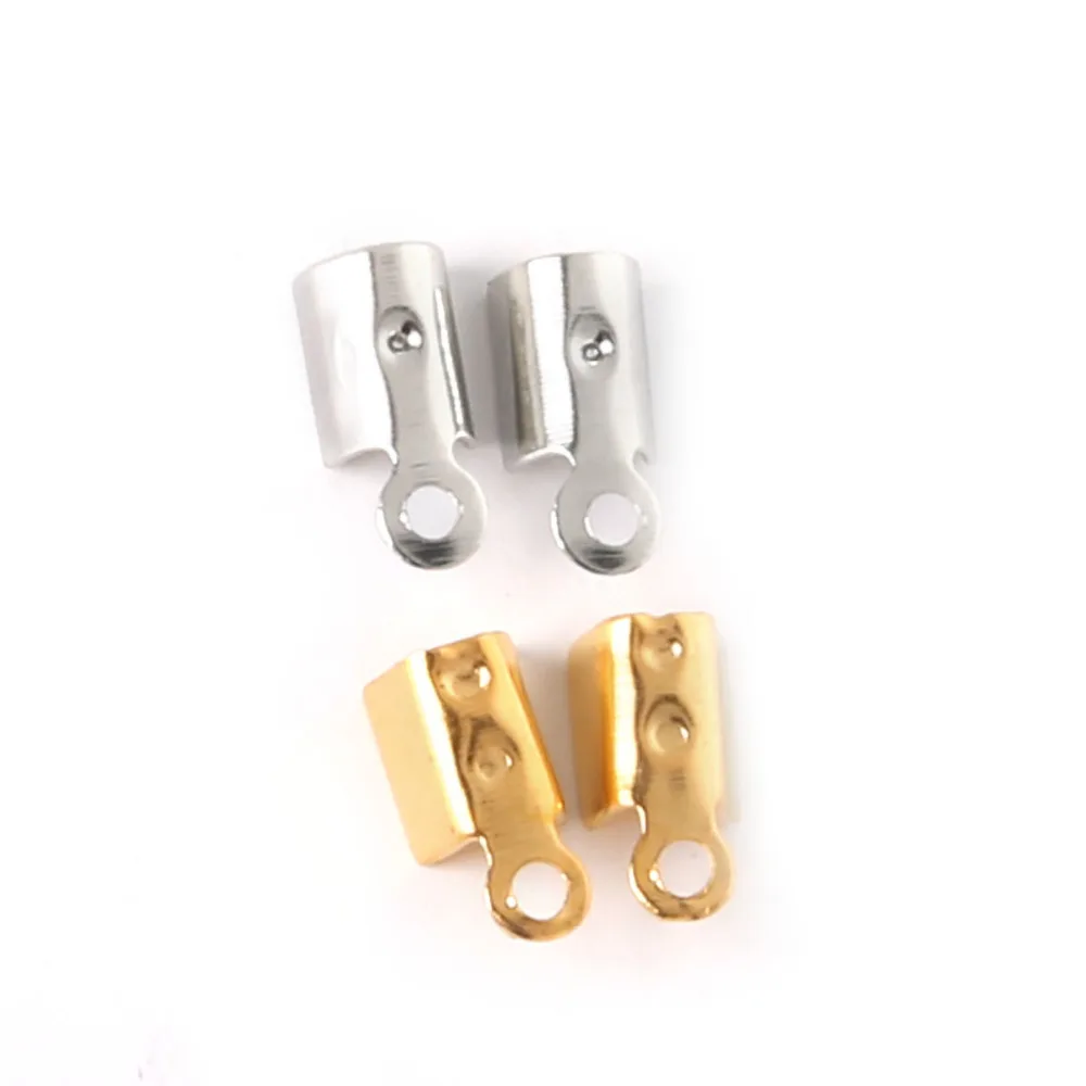 

Hot Sale 500Pcs/lot Gold/Rhodium Plated Necklace Cord Crimp End Caps 4x8mm For DIY Jewelry Findings & Components