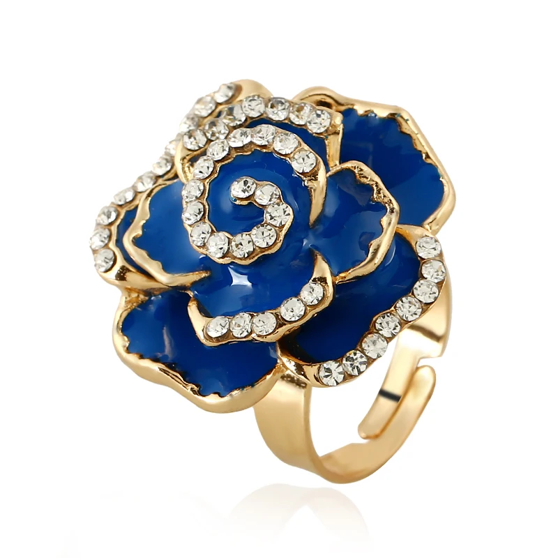 

MIARA.L 2018 high quality and hot style drip oil rose ring reativity adjustable alloy flower ring