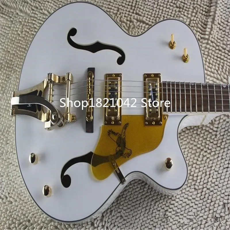 

Factory Custom THE WHITE FALCON Semi Hollow Body Jazz Koean Tuners Electric Guitar With Tremolo