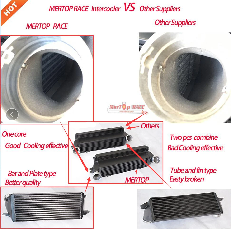 Интеркулер с фронтальным креплением MERTOP Racing Performance Bar and Plate type-N54 N55 E82 135i, E9X 335i 335xi E89 Z4 35i