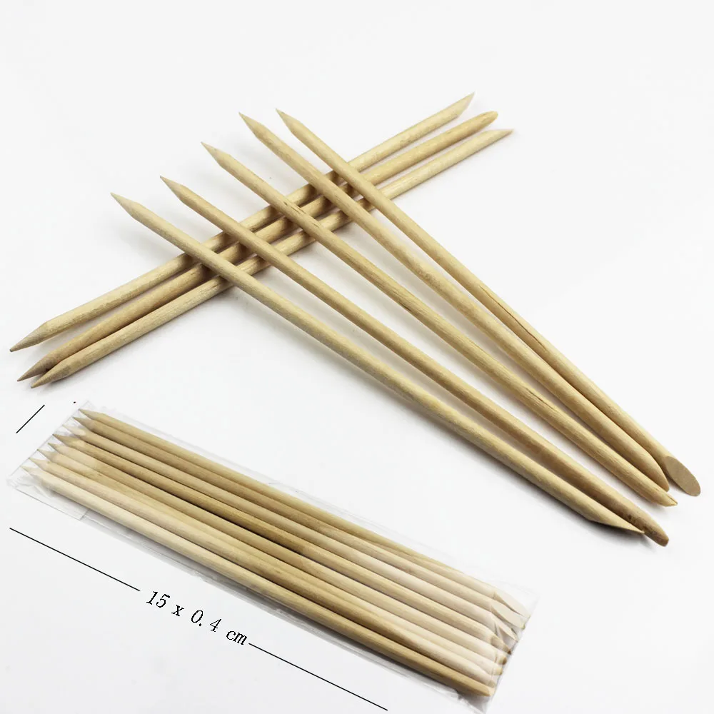 Limited Price of  Nails Art Cuticle Round Wooden Orange Sticks Dots Remover Pusher Stick Unghie Nail Polish Ongle Man