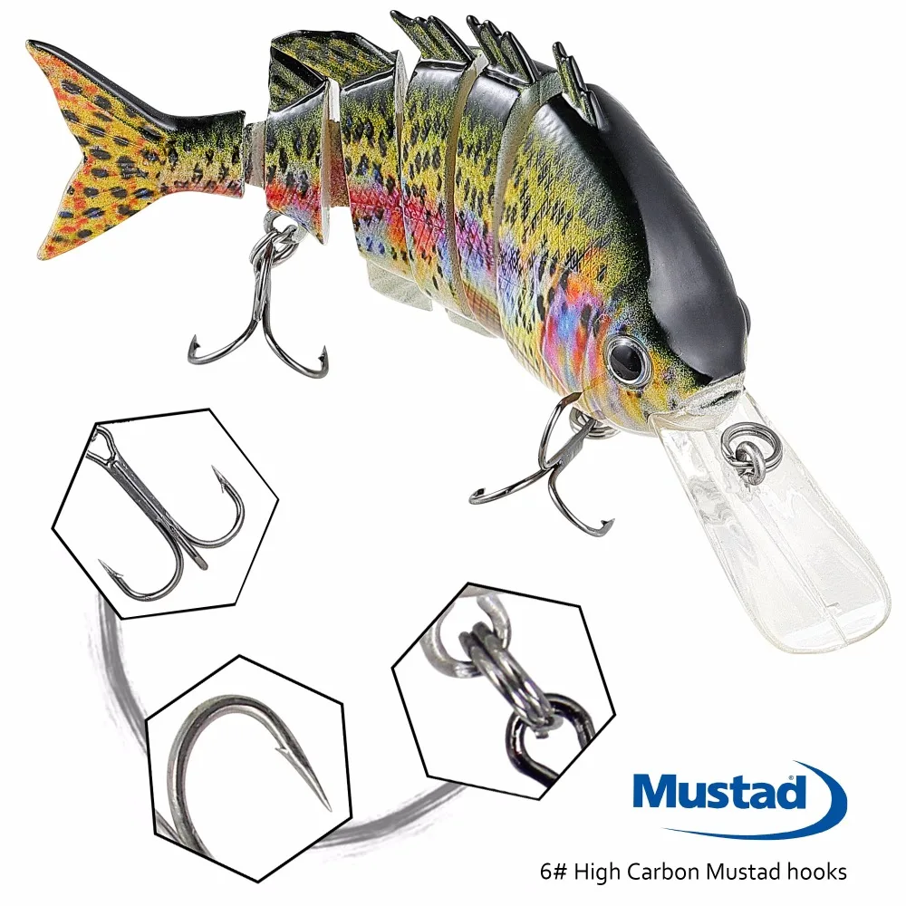Topwater Multi articulado Swimbait Wobblers 6 segmentos Señuelos de Pesca 14g 100mm cebo duro Crankbait Pesca Isca