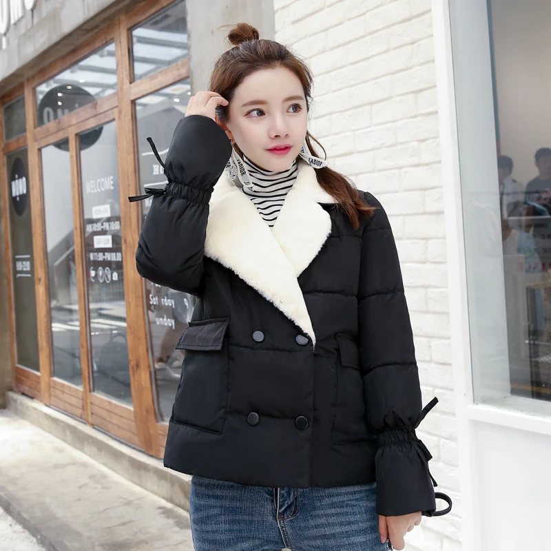 

2017 Fashion Winter Loose Women Parka Short Coat Thickened Tide Turn-down Collar Casual Female Cotton Jacket Coat
