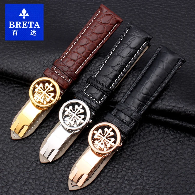 

Men's | Women's Mechanical Watch 20MM Black Brown Strap for PP CALATRAVA | Super Complex Function Chrono Crocodile Leather Strap
